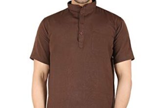 LATEST CHIKAN Men’s Cotton Regular Casual Solid Short Kurta Half Sleeves – SK-DB-BR-40