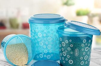 Asian Plastic Airtight Round Storage Containers Set of 3 (5 + 7 + 10 Ltr)| BPA free|Freezer Safe |Kitchen Storage Containers|Grocery|store namkeen, biscuits, choclates, rice, dal, cookies, pulses