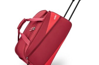 Safari Men and Women Buzz 55 Cms Small Polyester Rolling Wheels Carry_On_Luggage Duffle Bag for Travel, Luggage Bags for Travel, Travel Bag and, Red, 22 Centimeters