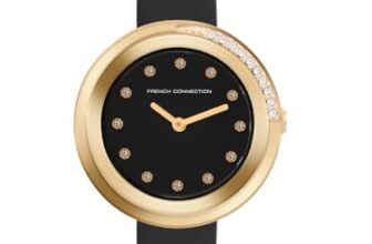 French Connection Sunray Black Round Dial with Black Leather Strap Watch for Womens – FCO1BBL