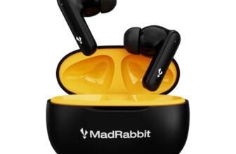 MadRabbit Cosmo Bluetooth Truly Wireless in-Ear Earbuds with Mic, 30H Playtime, 10Mm Bass Drivers, 50Ms Low Latency, Ipx4, Touch Controls, Bt V 5.3, Type-C Fast Charging, Made in India (Black)