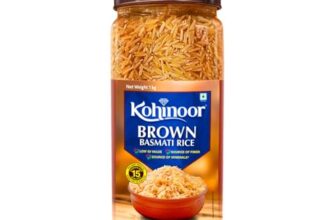 Kohinoor Brown Authentic Basmati Rice, 1 Kg Jar | Long Grain Rice with Rich Aroma | Nutritious & Healthy