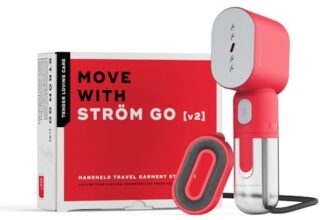 NUUK STROM GO V2 Super Compact and Lightweight Travel Garment Steamer For Clothes | FREE Heat Resistant Travel Pouch | Vertical & Horizontal Steaming | 20g/min Steam | 30 Sec Heat Up