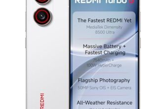 REDMI Turbo 5 (8GB + 256GB) Turbo White | MediaTek Dimensity 8500 Ultra | Mega 7540mAh Battery | 100W HyperCharge | Compact 16.75cm(6.9) 120Hz Display | 50MP Sony OIS Camera | Upto 60% Assured Buyback