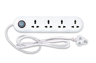 CARIBOU CBU-02 4 Way Extension |6A sockets| Fire Retardant Body| 2M ISI Marked Power Cord|Led Indicator| White Color|6A Power Plug