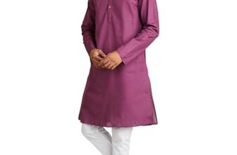 Amazon Brand – Symbol Cotton Men’s Kurta Sets (Symethset-5_Plum S)