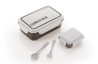 ATTRO Crunch Plastic Lunch Box Airtight, BPA-Free Comes with Fork & Spoon – Ideal for Office, School, Travel, Adults & Kids- Grey- 900ml