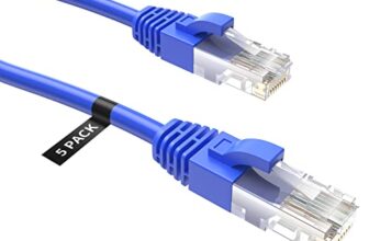 CableCreation 15 Feet (5-Pack) CAT 5e Ethernet Patch Cable, RJ45 Computer Network Cord, Cat 5e Patch Cord LAN Cable UTP 24AWG+100% Copper Wire, 4.57m, Blue Color
