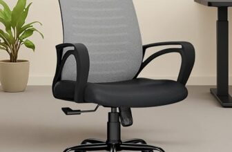 beAAtho® Verona Mesh Mid-Back Ergonomic Desk Office Chair with Tilting Mechanism, Comfortable Seat, and Revolving Heavy Duty Metal Base | Ideal for Work from Home & Study (Grey)