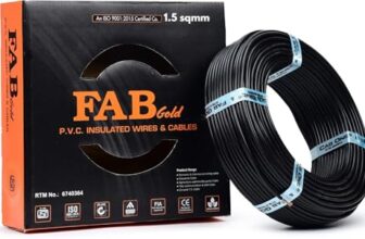FAB GOLD 1.5 sqmm Single Core Copper Electrical Wire, 90 Meter (Black) | Heat Resistant & Flame Retardant (FR) | Lead-Free LSH House Wire for Home & Industrial Use