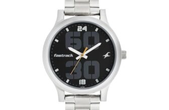 Fastrack Bold Quartz Analog Black Dial Silver Stainless Steel Strap Watch for Guys, Men- NT38051SM07