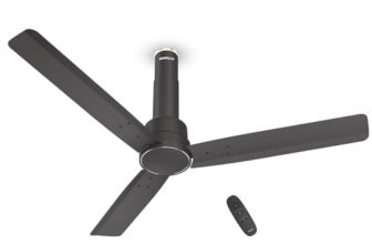 Havells 1200mm Elio BLDC Ceiling Fan | Remote Controlled, High Air Delivery Fan | 5 Star Rated, Upto 60% Energy Saving, 2+1* Year Warranty | (Pack of 1, Smoke Brown)
