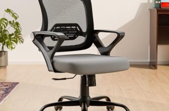 Green Soul Pebble Office Chair, Mid Back Mesh Ergonomic Home Office Desk Chair with Comfortable & Spacious Seat, Tilt Lock Mechanism & Heavy Duty Metal Base (Grey)
