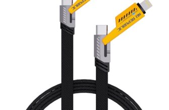 Nu Republic Blaze Fusion-Q 65W 4-in-one 1.2m USB-A to Type-C to Type-C + Type-L Metal Connector Fast Data Charging Carbon Texture Braided Cable For Smartphone (Black)
