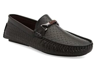 San Frissco Men’s Loafers Solid Textured Driving Shoes/Soft Cushion Insole Material with TPR Sole and Patterned Outsole Casual Slip-On/Elevate Your Style with Comfort Perfect for Party – 7 (Brown)