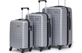 YAYAVAR Set of 3 Cabin;Check-in Medium,Large74;64;54CM, 360 Degree Rotating Wheels,Polycarbonate Material,Hard Luggage with Telescopic Handle and Combination Locking Mechanism,Lyon(Set of 3,Silver)