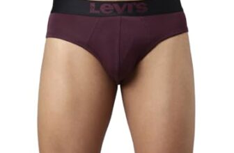 Levi’s 031 Supima Cotton Premium Brief for Men with Tag Free Comfort, Smartskin Technology (Maroon)