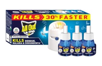 All Out Ultra Liquid Vaporizer, Machine + 3 Refills (45ml each) | Kills Dengue, Malaria & Chikungunya Spreading Mosquitoes| India’s Only Mosquito Killer Brand Recommended by Indian Medical Association