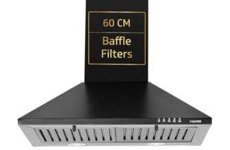 V-Guard M10 Pro 60 cm Chimney for Kitchen | 900 m³/h High Suction Capacity | Push-Button Controls | Baffle Filter | Free Cleaning Contract
