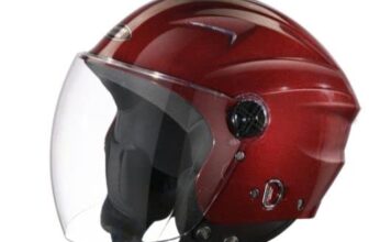 STUDDS RAY ISI Certified Open FACE Helmet for Men and Women with D – Ring Lock (Wine Red-M)