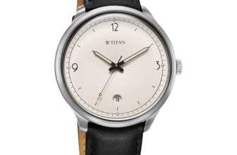 Titan Timeless Treasures Quartz Analog with Date White Dial Black Leather Strap Watch for Men – 10023SL05
