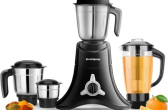 Longway Orion 900 Watt Juicer Mixer Grinder with 4 Jars for Grinding, Mixing, Juicing with Powerful Motor | 1 Year Warranty | (Black, 4 Jars)