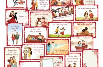 weRevel Premium Love Note Cards, Set of 20, 350 GSM, with Cute Illustrations, Blank Back, Romantic Gifts for Valentine, Proposals, Weddings & Anniversaries