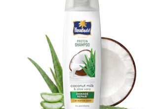 Parachute Advansed Protein Shampoo | with Coconut Milk and Aloe Vera | For up to 100% Damage Repair & up to 3X Softer Hair | Protein Lock Technology | Paraben-Free | For Men & Women | 340ml