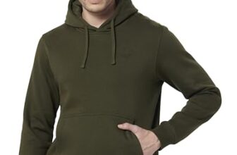 Wildcraft Men Sierra Solid Cotton Blend Hooded Casual Sweatshirt, Full Sleeve – Regular fit, Olive Green, Small