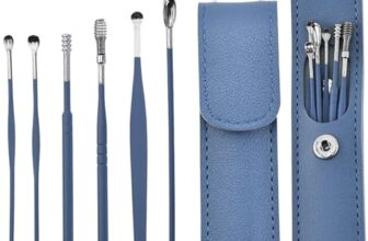 TEMPERIA Ear Wax Cleaner & Removal Tool Kit | Deep Cleaning | Set of 6 Different Spoons & Spiral Tools with Storage Bag | Blue Colour (RW116)