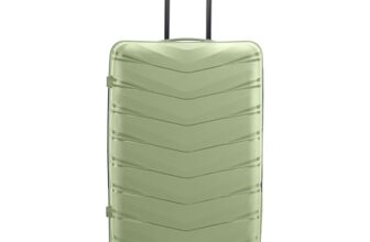 LAttitude By Provogue Axis Cabin Suitcase 55 cm 20 inch Polypropylene Hard Trolley, 8 Spinner Wheels, 3-Pocket Convipack, Dual-Tone Shell, Recessed Number Lock, Carry-On Laser Green/Everglade Green