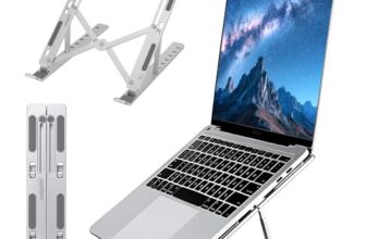 salpido SL-222 Premium ABS Plastic and Silicone Laptop and Tablet Stand, Foldable Design, Mini, Portable Laptop Raiser Compatible with MacBook, Dell, HP, Lenovo & All Laptops (Silver)