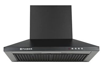 Faber Pluto 60 cm 1000 m³/hr Wall Mounted Kitchen Chimney | Baffle Filter | Push Button | LED Lights | 1 Year Comprehensive Warranty and 12 Years on Motor | Black | HOOD PLUTO PB BF BK 60