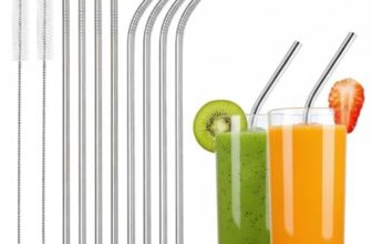 Stainless Steel Reusable Metal Straws with Cleaning Brush, Drinking Straws for Juice, Smoothie & Milkshake, Silver Pack of 4 (2 Straight + 2 Bent) with 2 Brush