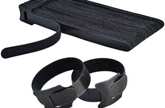 INOVERA 50 Piece Cable Organizer Hook & Loop Tape – Wire/Cord Holder Management Strap – Reusable Hook & Loop Ties for PC, TV, Desk, WFH Accessories – Black