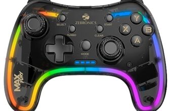 Zebronics MAX FURY Transparent RGB LED Illuminated Wired Gamepad for Windows PC, Android, with Dual analog sticks, Quad front triggers, Dual motors force, Haptic Feedback