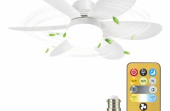 Gesto Portable Ceiling Fan with LED Light | B22 Plug & Play Fan Light with Remote | 3 Speed Fan | 3 Color Light (3000K/4500K/6500K) | Ideal for Bathroom, Kitchen, Bedroom, Pooja Room, Small Office
