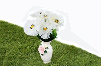 Pindia Artificial Flower Real Touch Daisy Bud Bouquet Flower Bunch For Home Décor, Living Room, Dining Room, Restaurant, Hotel, Wedding Party Decoration Home Floral Arrangement-Bunch Of 7Pc Flower- White