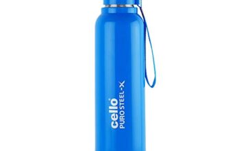 Cello Puro Steel-X Benz 900 | Water Bottle with Inner Steel and Outer Plastic | Insulated Water Bottle | 730 ml, Blue