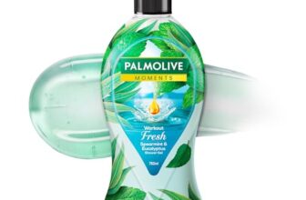 Palmolive Workout Fresh Body Wash, 750ml Shower Gel Single Pump Bottle, 100% Natural Eucalyptus & Spearmint Extracts, pH Balanced Bodywash, Free of Parabens & Silicones