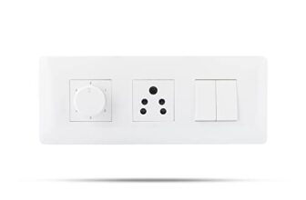 Wipro Northwest (Venia) Switch Combo of 6M Plate + 1M 6A Switch x2 + 6A 3Pin Socket + 5 Step Fan Regulator, White (Kit 11)