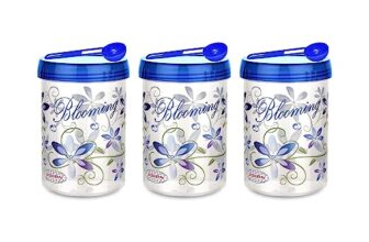 ASIAN Plastowares Turn & Lock Storage Containers 1800 Ml,Set of 3 With Spoon, Assorted Color