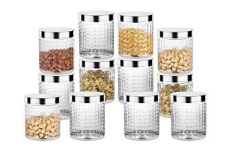 Attro Sky Hector Celebration 12 Pcs Storage Pet Container Gift Set for Kitchen, (300 ml x 12, Silver)