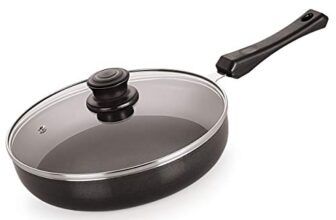 Nirlon Fry Pan with Glass Lid, Heat-Resistant Handle, Heavy Guage 3mm Thickness Aluminum Cookware 3-Layer Nonstick Coatings 24cm, 2.25 LTR(Compatible with All Induction, Gas & stovetops)