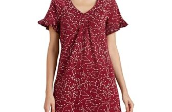 Amazon Brand – Eden & Ivy Women’s Nightdress Regular Nightgown (EI-AW20DR01-SC-10_Wine_XL)