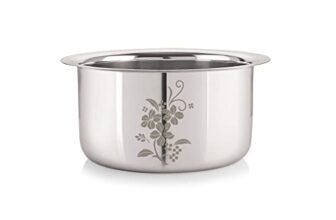 Neelam Stainless Steel 14, 22 Gauge, Induction & Gas Stove Friendly, Laser Etching Flat Bottom Tope/Patila/Topiya, 9200 ml, Ideal for Boiling, Steaming, and Cooking, with Excellent Heat Retention