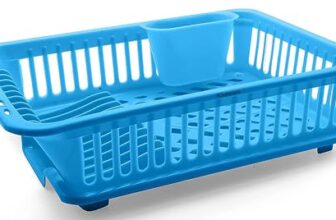Floraware FI Unbreakable Kitchen Sink Dish Drying Corner, Dish Drainer and Drying Rack for Kitchen (Blue)