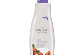 Santoor Perfumed Body Lotion For Extra Moisturising| With Sandalwood Extracts, Shea Butter & Glycerin| For Anti-aging & Even Skin Tone| Non-Greasy Lotion For Dry Skin| 400ml