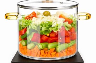 VAGHASIYA ENTERPRISE 1.5L Glass Simmer Pots for Cooking on Stove Glass Boiling Pot Small Heat-Resistant Clear Saucepan with Lid for Pasta Soup, Baby Food, and Salad(with Wooden Stand)