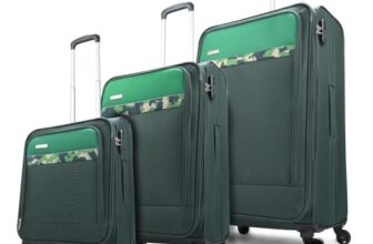 Aristocrat Commander Set of 3 Trolley Bag 55, 69 & 79cm | Small+Medium+Large | Soft Luggage | Smooth 4-Wheel Suitcase | Combination Lock | Premium Polyester Fabric with PVC Coating (Green)